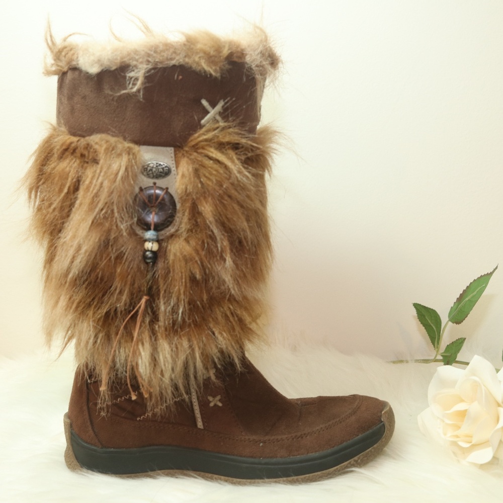 Pajar Camel Suede Leather Fur boots Sz 7 - Picture 1 of 8